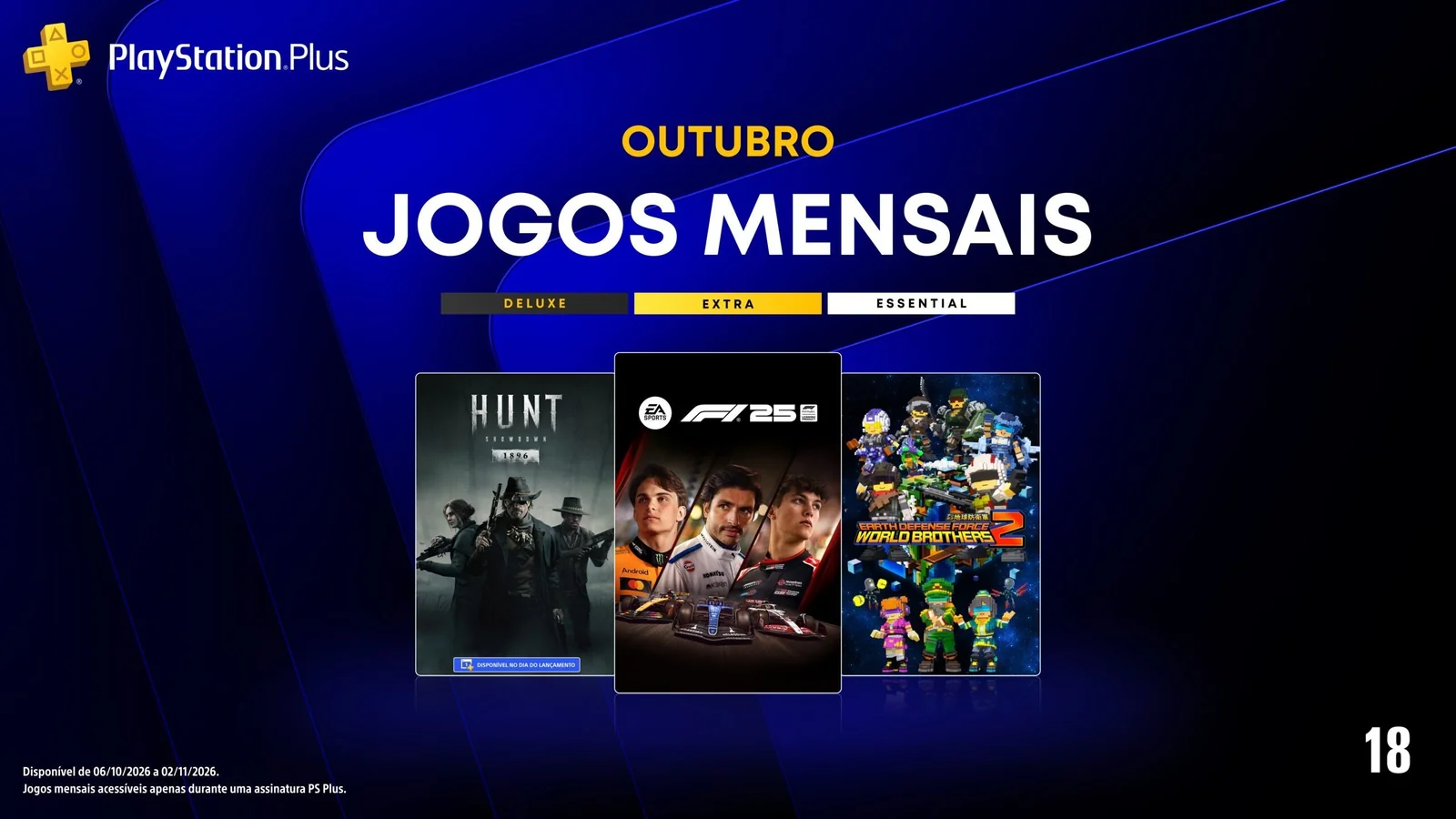 Arte dos jogos do PlayStation Plus Essential de outubro de 2026